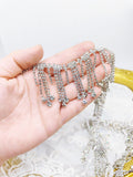 B322 Patterned 44mm long Rhinestone Crystal Silver Plated Chain Doll Clothes Sewing Craft Supply For 12" Fashion Doll Blythe  BJD