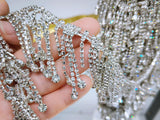 B322 Patterned 44mm long Rhinestone Crystal Silver Plated Chain Doll Clothes Sewing Craft Supply For 12" Fashion Doll Blythe  BJD