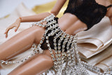 B325 5/7/9/12CM Long Rhinestone Crystal Silver Plated Chain Doll Clothes Sewing Craft Supply For 12" Fashion Doll Blythe  BJD