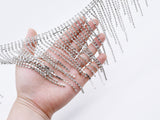 B325 5/7/9/12CM Long Rhinestone Crystal Silver Plated Chain Doll Clothes Sewing Craft Supply For 12" Fashion Doll Blythe  BJD