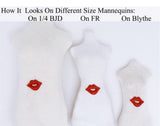 B333  Unique Red Lip Decorative Buttons Glue on Doll Sewing Craft Supplies For 12" Fashion Doll Blythe BJD Clothes Dress Making