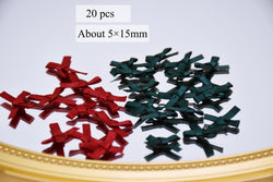 W038 Tiny 5×15mm Red/Green Ribbon Bow Tie Decor Sewing Craft Doll Clothes Making Sewing Supply Accessories