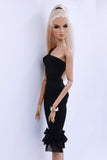 C014 Handmade One Piece Off The Shoulder Dress / Shrug Top Doll Clothes  For 12" Fashion Dolls Like Poppy Parker Fashion Royalty NF Doll