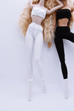 C022C  Handmade Doll Yoga Pants Leggings With Foots White Socks Sport Wear For 12" Fashion Dolls Like Poppy Parker Fashion Royalty NF Doll