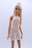 C032 Handmade Crochet Beach Dress Cover Up Doll Clothes For 12" Fashion Dolls Like Fashion Royalty Poppy Parker