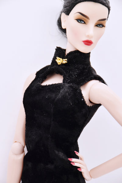 C033 Handmade Pleuche  Doll Cheongsam Qipao Chinese Dress Clothes  For 12" Fashion Dolls Like Poppy Parker Fashion Royalty NF Doll