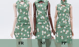 C035 Handmade Green Floral Cotton Doll Cheongsam Qipao Chinese Dress Clothes  For 12" Fashion Dolls Like Poppy Parker Fashion Royalty NF