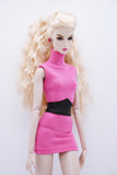 C038 Turtle Neck Slim Fit Sleeveless Dress With Socks Belt For 12" Fashion Dolls Like Poppy Parker Fashion Royalty NF Doll