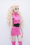 C038 Turtle Neck Slim Fit Sleeveless Dress With Socks Belt For 12" Fashion Dolls Like Poppy Parker Fashion Royalty NF Doll