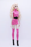 C038 Turtle Neck Slim Fit Sleeveless Dress With Socks Belt For 12" Fashion Dolls Like Poppy Parker Fashion Royalty NF Doll