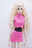 C038 Turtle Neck Slim Fit Sleeveless Dress With Socks Belt For 12" Fashion Dolls Like Poppy Parker Fashion Royalty NF Doll