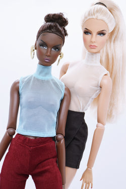 C041 Handmade Mesh Turtle Neck T-shirt Tank Top For 12" Dolls Like Fashion Royalty Nu face Poppy Parker Blythe Azone Momoko