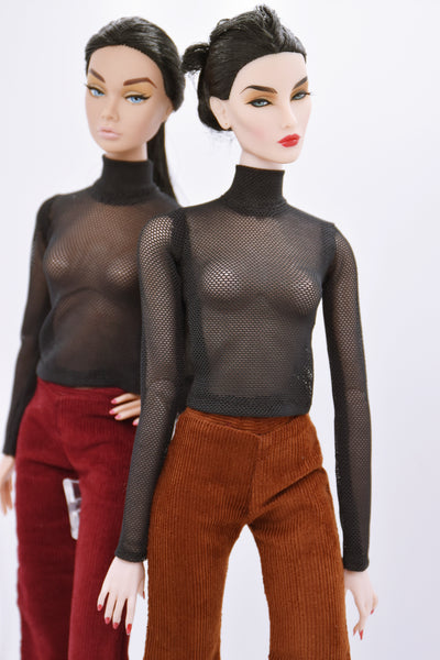 C041A Handmade Mesh Turtle Neck T-shirt  For 12" Dolls Like Fashion Royalty Nu face Poppy Parker Blythe Azone Momoko