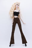 C042A Slim Fit Handmade Corduroy Flared Pants  Doll Clothes Doll Short For 12" Fashion Dolls Poppy Parker