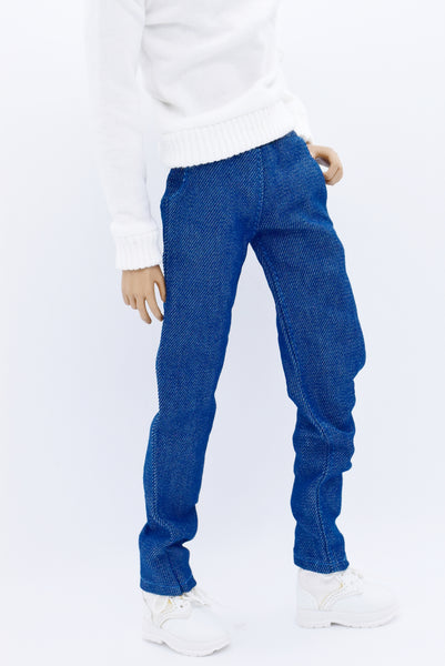 C052  Handmade Denim Straight Jeans Male Doll Pants For 12" Fashion Male Doll Figure FR Homme Fashion Royalty Nu Face