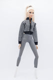 C057 Handmade Stripe Patter Bomber Jacket Doll Clothes Doll Short For 12" Fashion Dolls Poppy Parker Momoko Blythe Azone