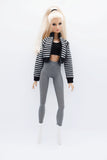 C057 Handmade Stripe Patter Bomber Jacket Doll Clothes Doll Short For 12" Fashion Dolls Poppy Parker Momoko Blythe Azone