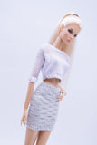 Handmade by Jiu 062 - Knitted Mini Skirt With Pattern For 12“ Dolls Like Fashion Royalty FR Poppy Parker PP Nu Face NF