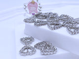 B241 Silver Based Heart 15mm Buckle With Crystal Mini Buckles Sewing Craft Doll Clothes Making Sewing Supply