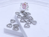 B241 Silver Based Heart 15mm Buckle With Crystal Mini Buckles Sewing Craft Doll Clothes Making Sewing Supply