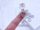 B241 Silver Based Heart 15mm Buckle With Crystal Mini Buckles Sewing Craft Doll Clothes Making Sewing Supply