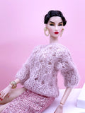 Handmade by Jiu 049 - Pink Oversize Knitting Sweater For 12“ Dolls Like Fashion Royalty FR Poppy Parker PP Nu Face NF