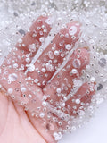 F038 Gorgeous Beads Sequin Lace Fabric 60×50cm Doll Sewing Craft Doll Clothes Making Sewing Supply