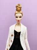 Handmade by Jiu 030 - White Cardigan Sweater For 12“ Dolls Like Fashion Royalty FR Poppy Parker PP Nu Face NF